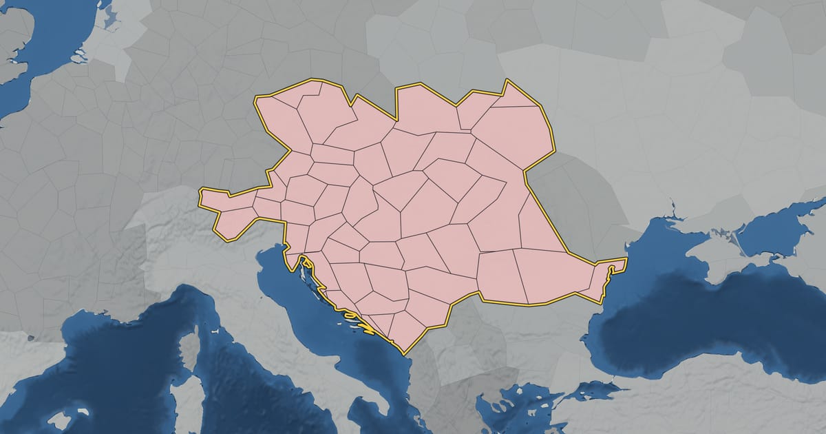 Map of Austria-Hungary in 1917, at its largest extent