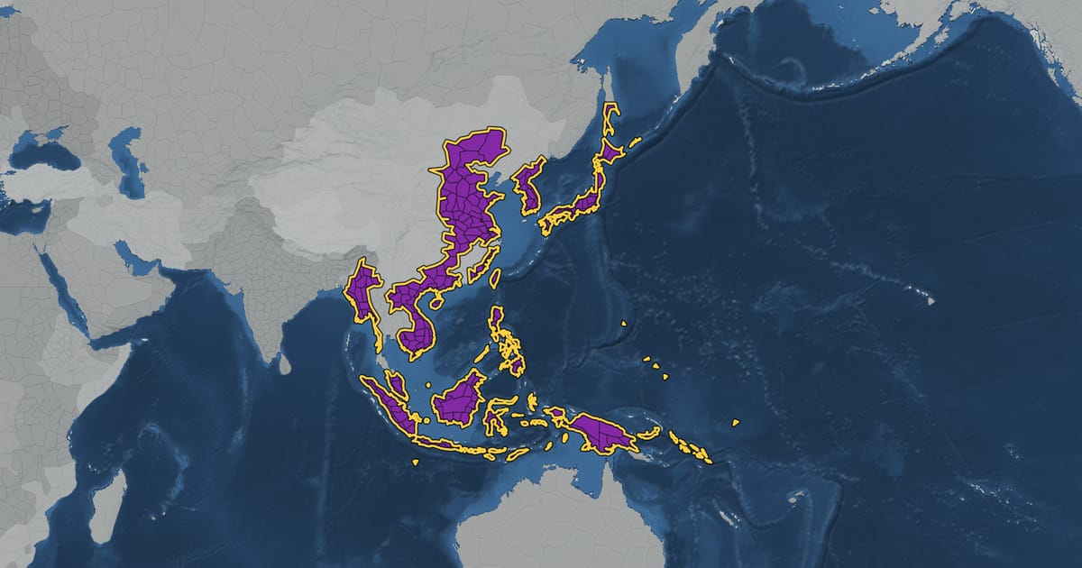 Map of the Empire of Japan in 1942, at its largest extent