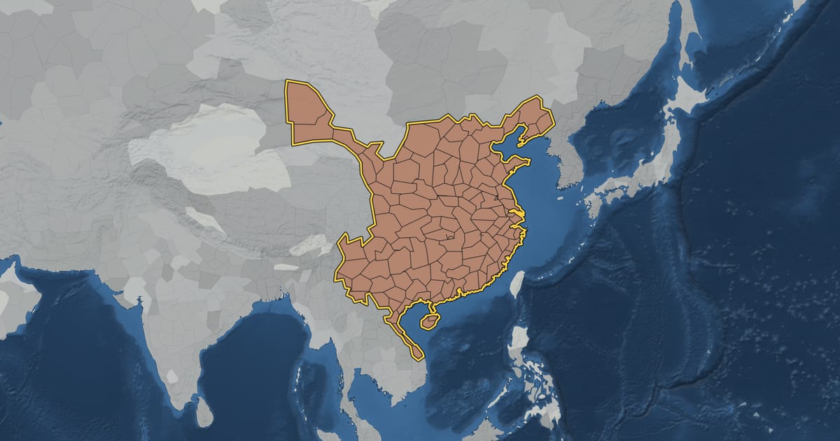 Map of the Ming dynasty in 1414, at its largest extent