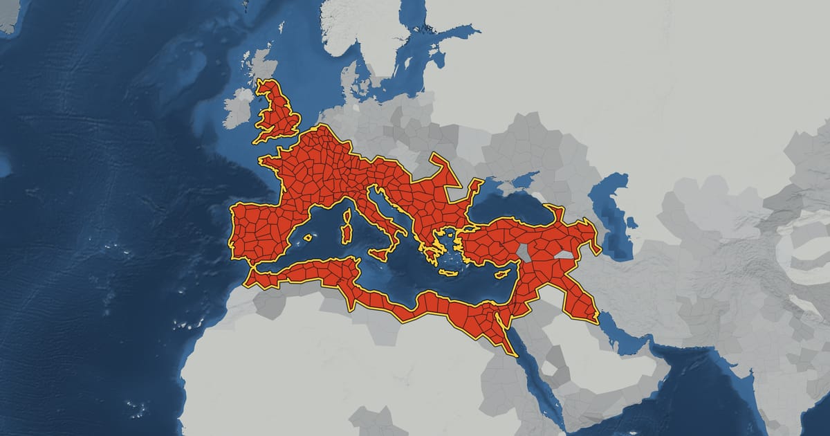 Map of the Roman Empire in AD 117, at its largest extent